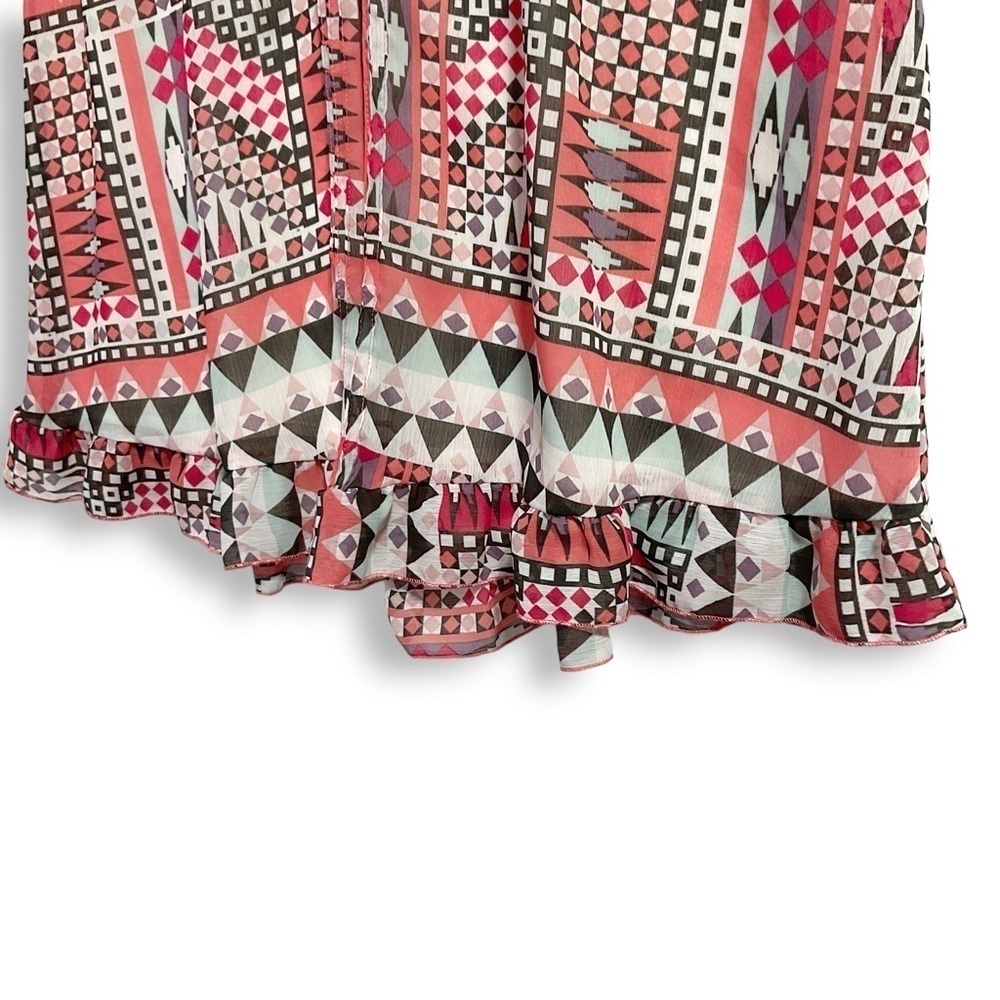 Sanctuary Southwest Boho Dress Sz S V Neck Ruffle Pink Coastal Cowgirl - Picture 6 of 11